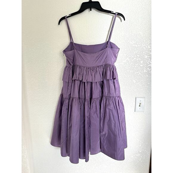 NWT $465 Cynthia Rowley Silk Taffeta Peplum Purple Babydoll Dress Sz 8 Run Small - Picture 7 of 12